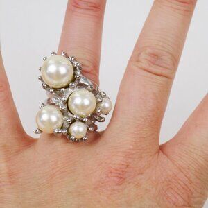 sz 7.5 vintage pearl statement ring cottagecore girly chunky romantic unique